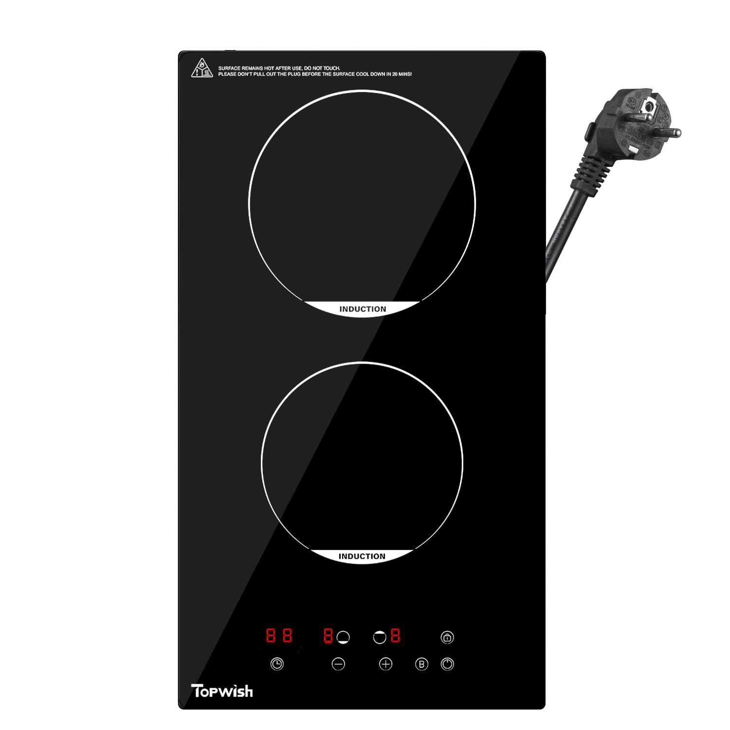 Placa de induccion 30cm, placa de cocina con 2 zonas de cocción, placas de inducción, placa de inducción & placa de cocina con induccion, función de temporizador y PowerBoost