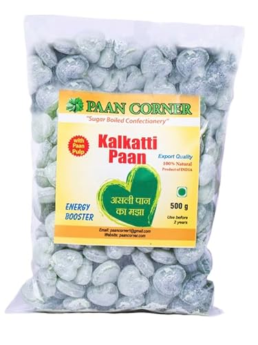Paan Corner- Kalkatti Paan Hard Candy | Energy Booster | Product Of India | Vitamin C Candy | 120Gm, 300Gm, 500Gm | 100% Natural Flavours | Non-Gmo | Vegan | Gluten Friendly | All Natural | Indian Origin | Energizer | (500 Gram) #TOP3