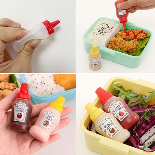 Image of Cots and Cuddles 2pc Portable Mini Ketchup Bottle, Condiment Squeeze Transparent Plastic Sauce Bottles 25ml Refillable Jar for Travel, Camping, School Kids & Office Adults Bento Lunch Box (4pc)