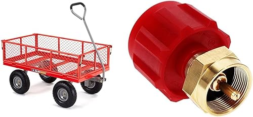 Gorilla Carts GOR800-COM - Carrito utilitario de acero de 800 libras, rojo, 83 pulgadas x 20.86 pulgadas y adaptador de repuesto de propano GasOne,