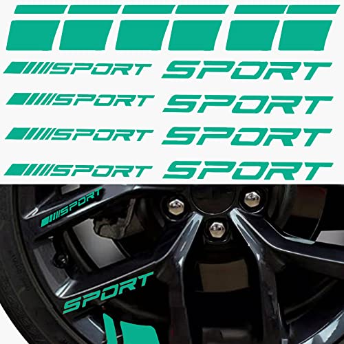 Image of Pincuttee 14pcs Car Decal Stickers,Wheel Rim Decal Sticker,Sport Logo Reflective Stickers,Sport Emblem Car Rear Bumper Sticker,Rear Mirror Decals for All Vehicles(Green,14PCS)