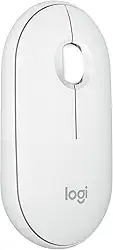 Mouse sem fio Logitech Pebble 2 M350s com Clique Silencioso, Design Slim Ambidestro, Conexão Bluetooth e Pilha Inclusa - Branco