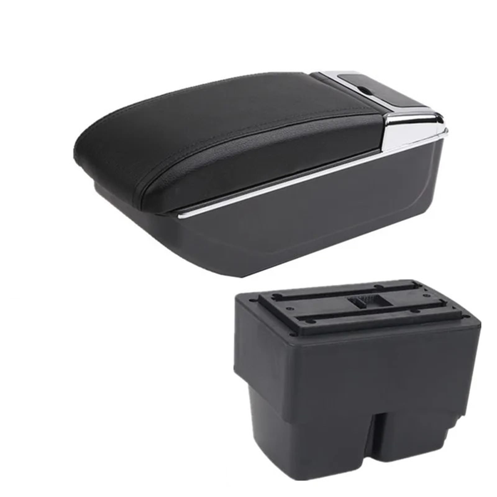 Hguvsjd Armrest Box For For Fiesta MK7 2009-2017 Armrest Storage Box Dedicated Retrofit Interior Accessories Car Armrests(B black line NO USB)