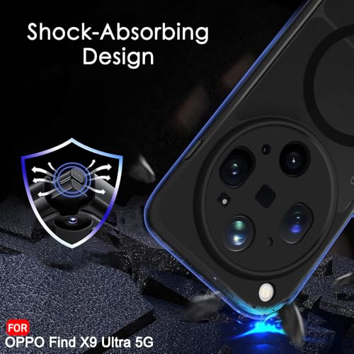Image of TheGiftKart Hybrid Shockproof Back Cover Case for Oppo Find X9 Ultra 5G Compatible with MagSafe | Camera Protection Module | Hard Back Cover Case (PC & TPU, Translucent Smoke Matte Back, Black Sides)