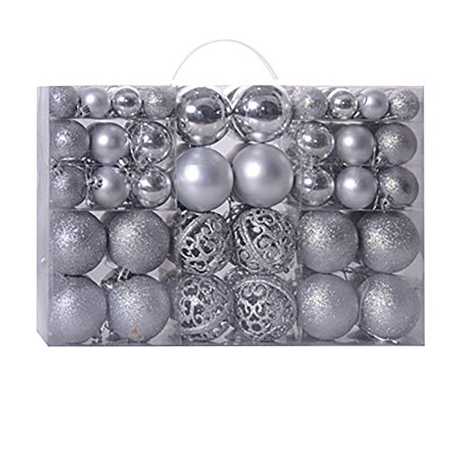 Fewear 100pcs Christmas Ornaments Balls for Xmas Christmas Tree - Christmas Tree Decorations Hanging Ball for Holiday Wedding Party Decoration (Silver) 