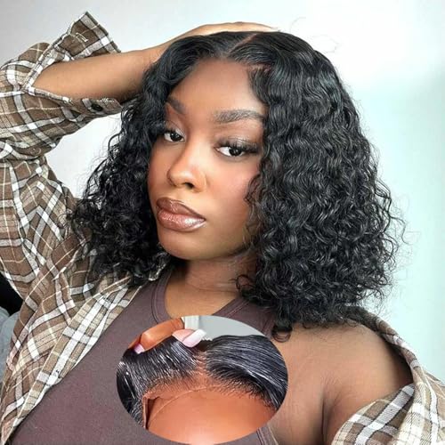 Perruque cheveux humains sans colle 4x4 bouclée avec densité 180% pour un volume naturel
