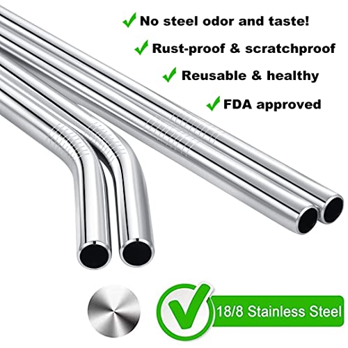 Image of 12 inch Stainless Steel Straws Replacement for Stanley Adventure Quencher 40 oz 30 oz Cup Tumbler, 4 Pack Metal Straws Reusable with Cleaning Brush for Stanley 40 oz & Simple Modern Tumbler with Handle