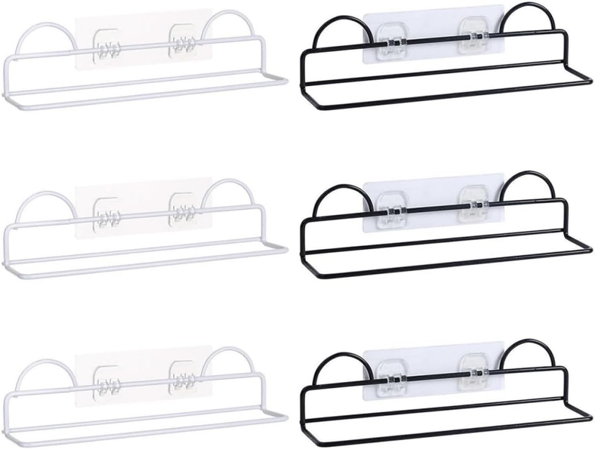 Wall-mounted Bathroom Shoe Rack Iron Slipper Holder 6pcs Set Black and White Monolayer Space-saving Organizer for Home Bathroom Storage Random Color