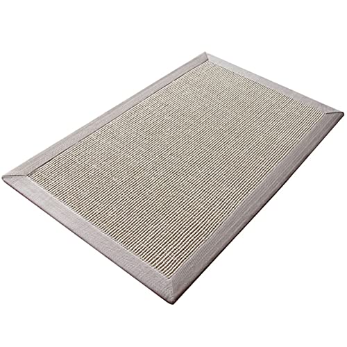 Alfombra de sisal antideslizante para interiores y exteriores, para entrada, entrada, entrada, con diseño de yute natural tejido a mano, ideal para zonas concurridas, color gris, 80 x 120 cm
