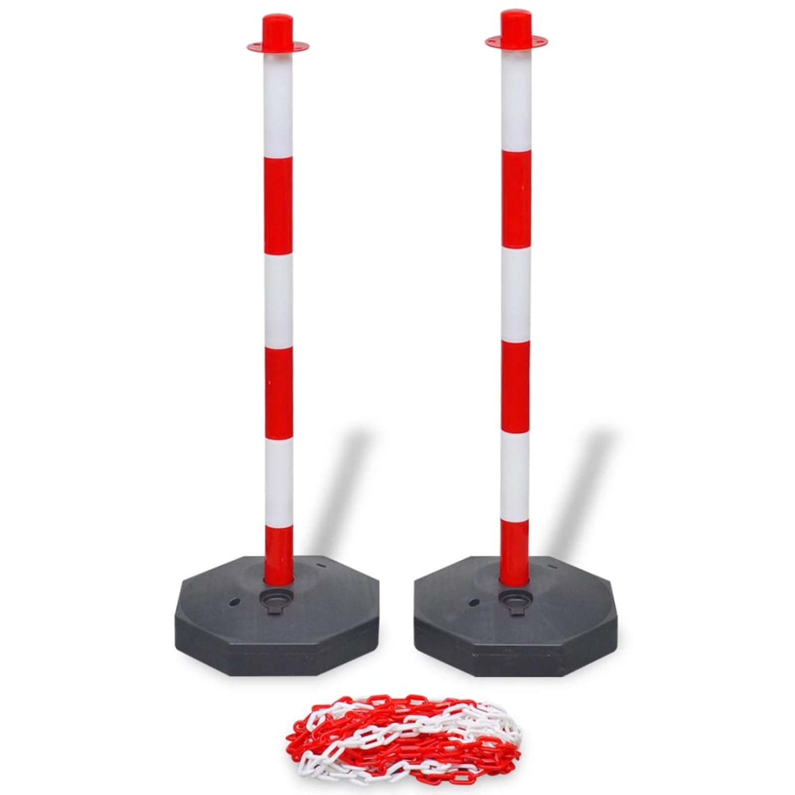 Homgoday Juego de 4 postes de cadena y 2 chians de plástico de 10 m cada uno de los carteles de seguridad para negocios e industriales
