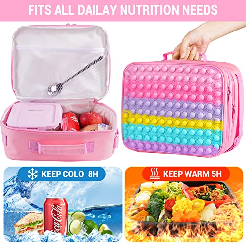 Pop Lunch Box For Girls Kids Lunch Bag Set For School Food Containers Insulated School Supplies- Office Picnic Leakproof Cooler Cooling Lunch Box With Adjustable Shoulder Strap Back To School #TOP3