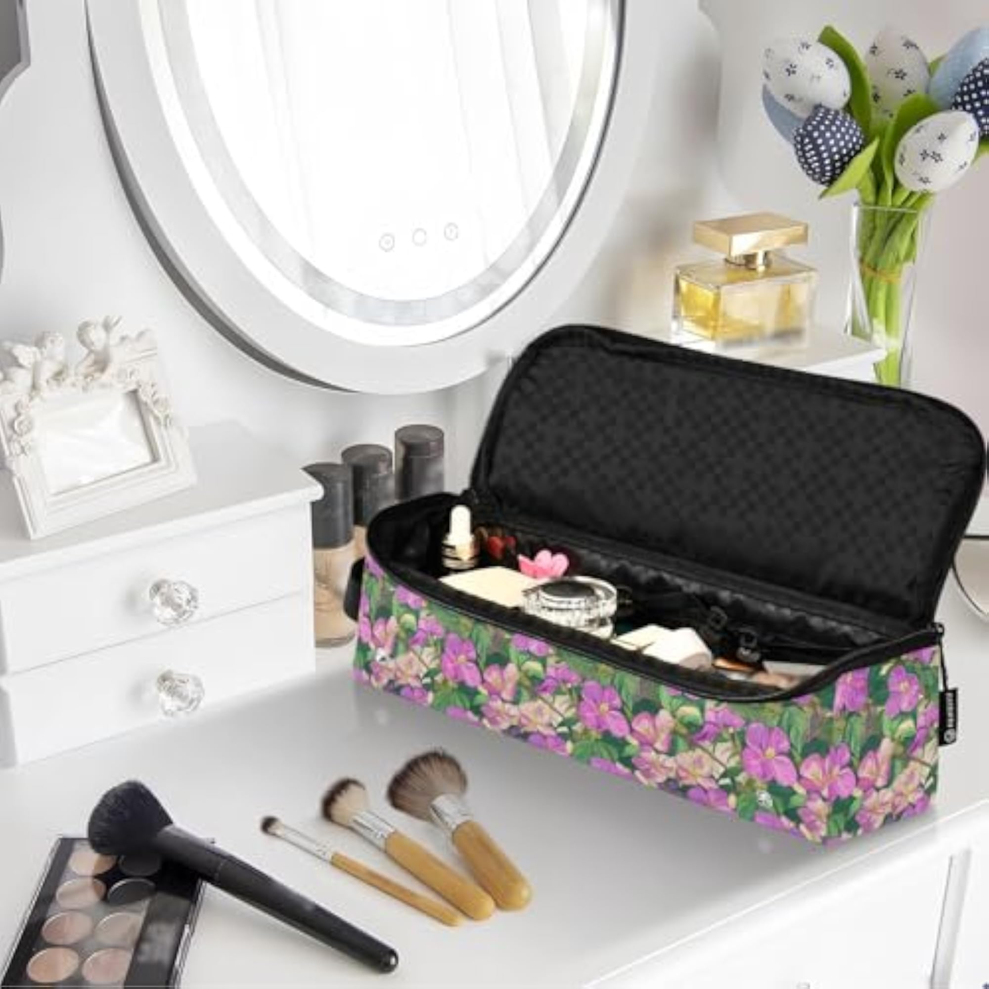 Hair Tool Travel Bag and Heat Resistant Mat with Zipper
