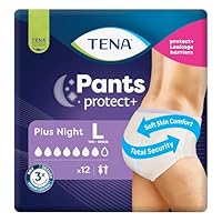 TENA Night Pants, Unisex, Heavy Incontinence (Pack of 12), Large 12 count, Pack of 12