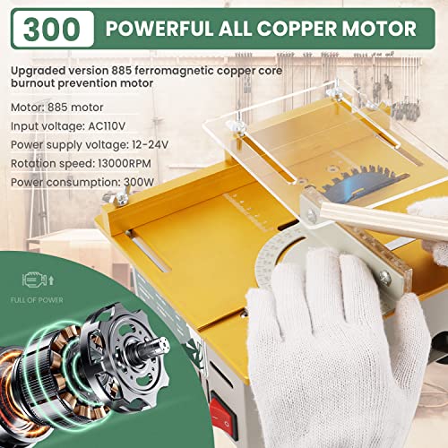 Huanyu Mini Table Saw Upgraded 300W 9000Rpm Precision Multifunctional Table Saws Woodworking Lathe Polishing Bench Handmade Adjustable Blade Model Electric Portable Cutting Saw For Diy Crafts (Group1) #TOP1