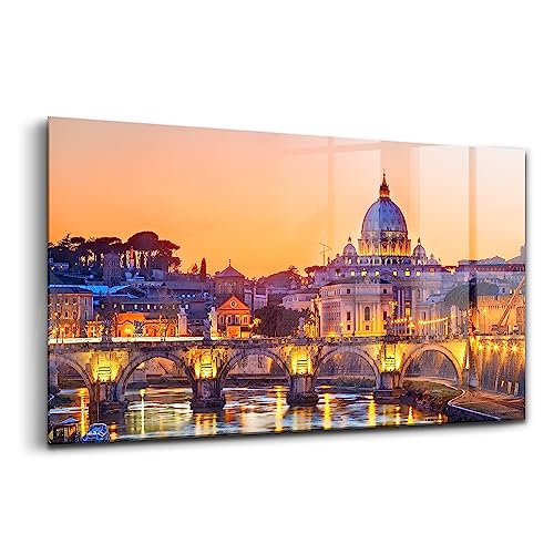 Peinture sur verre moderne 100x50 cm avec pont au coucher du soleil