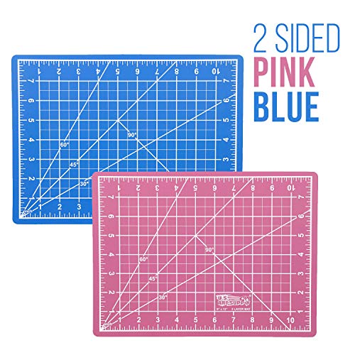 Us Art Supply 9" X 12" Pink/Blue Professional Self Healing 5-Ply Double Sided Durable Non-Slip Cutting Mat Great For Scrapbooking, Quilting, Sewing And All Arts & Crafts Projects #TOP2