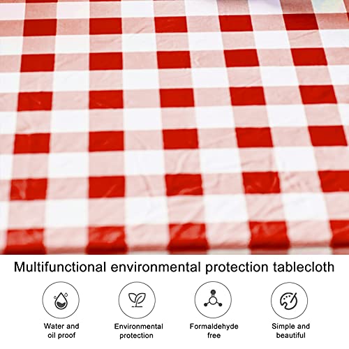 Wagude Rectangle Vinyl Camping Picnic Table Cover + Benches 3-Pc Set,30X72'' (6-Ft) Flannel Backing Elastic Waterproof Wipeable Red/White Checkered Plastic Tablecloth For Indoor Outdoor Patio Park #TOP4
