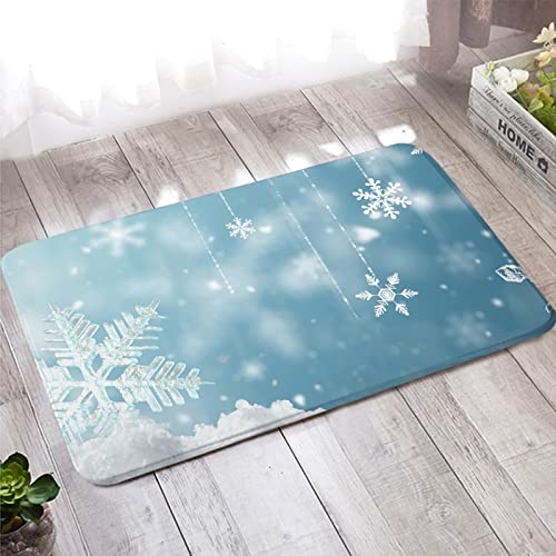Tapis entrée intérieur bleu flocon de neige pour salon et chambre