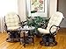 Java Lounge Swivel Rocking Chair with Cream Cushion Natural Rattan Wicker Handmade, Dark Brown