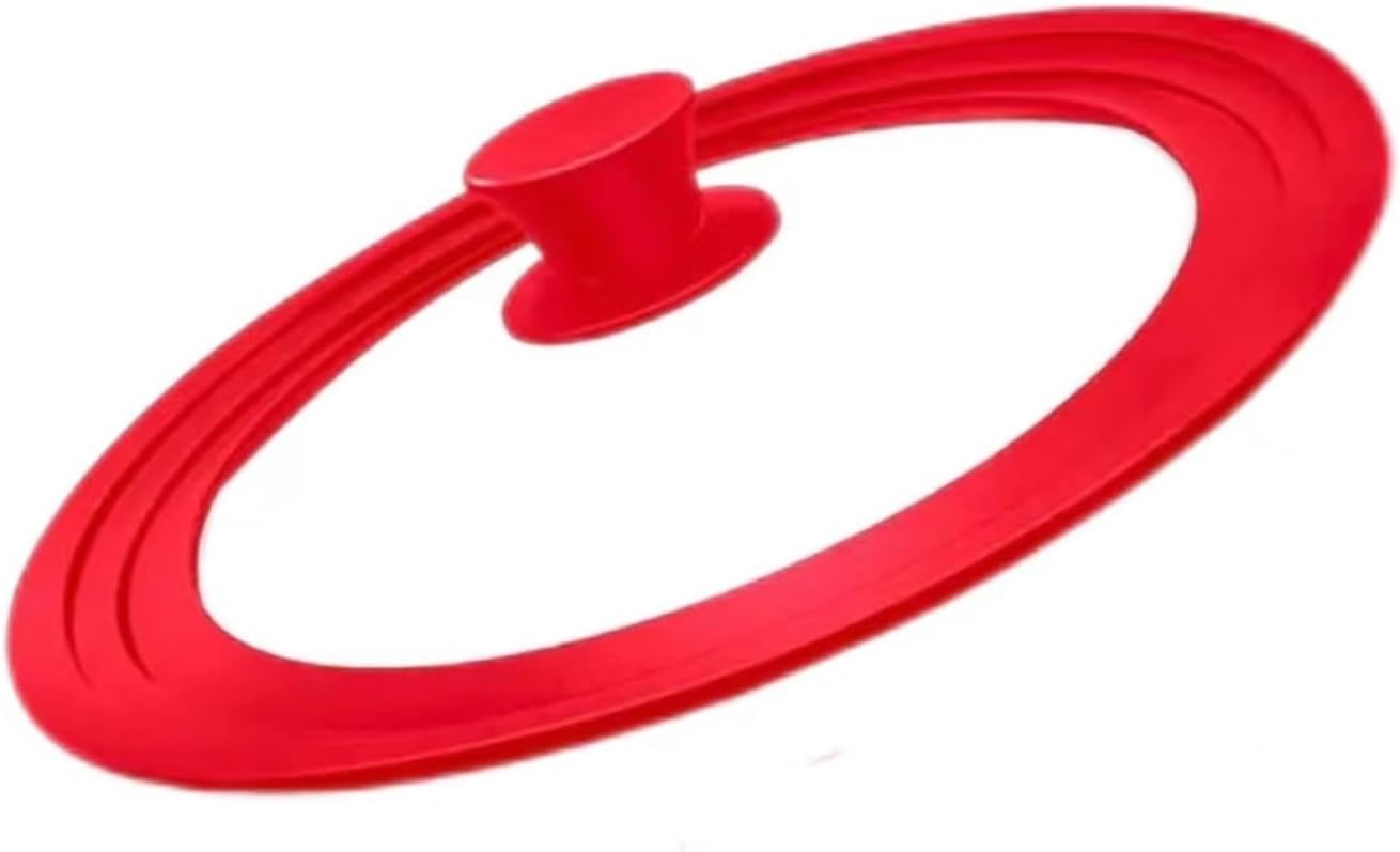 Pan Lid, Frying Multifunctional Tempered Glass Pot Silicone Steam Safe Skillet Cover(Red 24-26-28cm)
