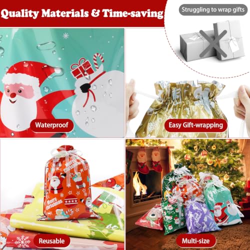 Koncci 32Pcs Drawstring Christmas Bags, Assorted Sizes Large Medium Small - Image 5