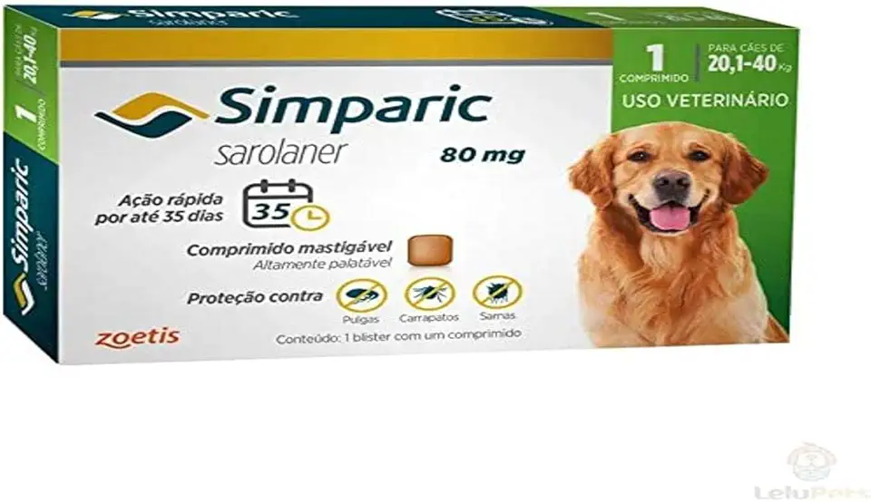 Zoetis Simparic 80Mg 20 1 Até 40Kg 1Cp Para Cães