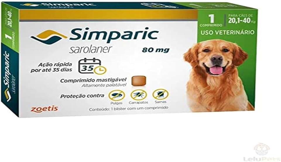 Zoetis Simparic 80Mg 20 1 Até 40Kg 1Cp Para Cães