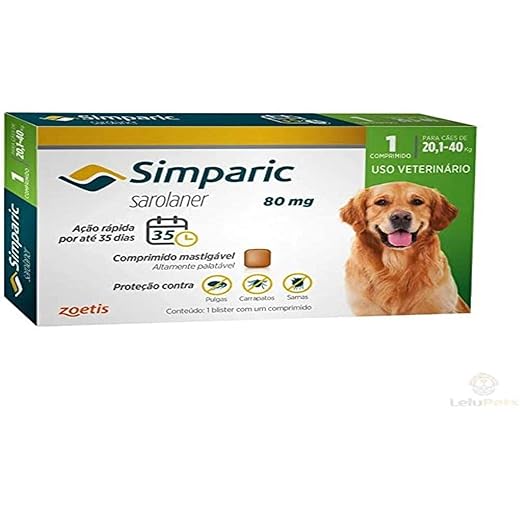 Zoetis Simparic 80Mg 20 1 Até 40Kg 1Cp Para Cães