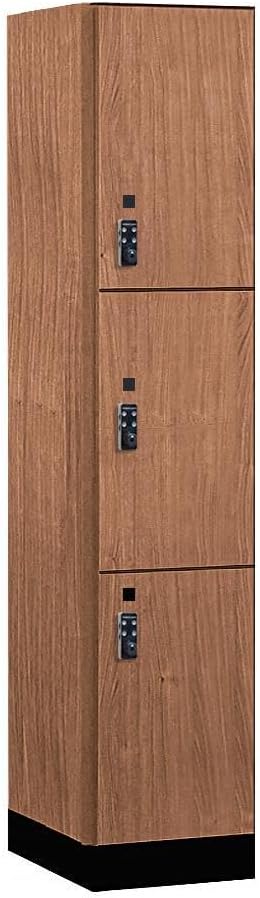 Salsbury Industries 15-43161RO-R 15 in. Wide Premier Wood Locker - Triple Tier - 1 Wide - 6 ft. High - 21 in. Deep - Red Oak - Resettable Combination Locks
