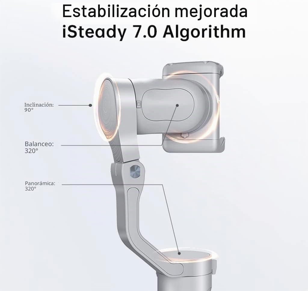 Hohem isteady Xe Kit Estabilizador de cardán para teléfonos Inteligentes de 3 Ejes, con Luces, para teléfonos iPhone Android, para grabación de vídeo en Tiempo Real vlog Youtube, combinación Gris