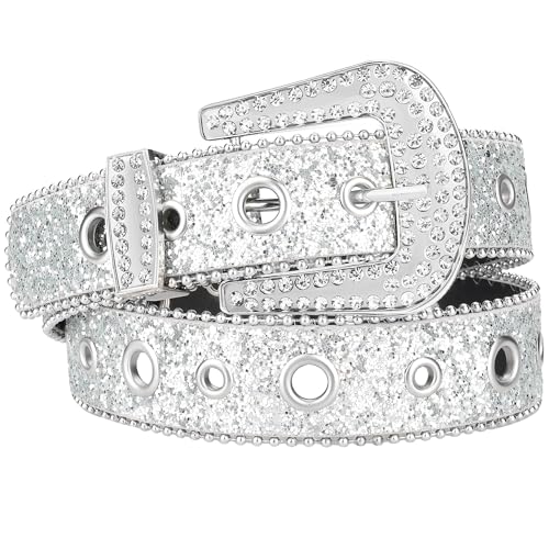 Rhinestone Diamond Belt Bling Grommet Cowboy Cowgirl Belts for Women Men