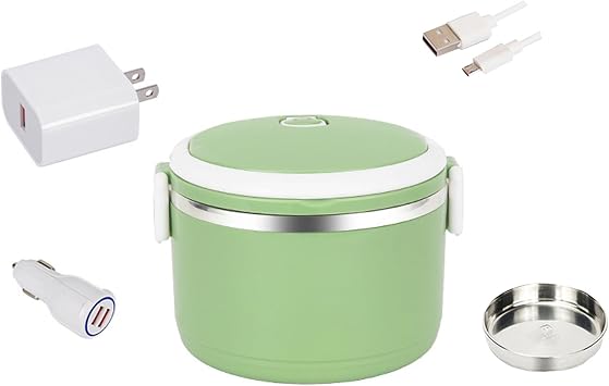 USB Heating Lunch Boxes,Car Electric Heating Lunch Box,Stainless Steel Portable Food Warmer Lunch Box,55 Degree Constant Temperature Heating,for People Driving and Bringing Lunch to ThSizeMonolayer