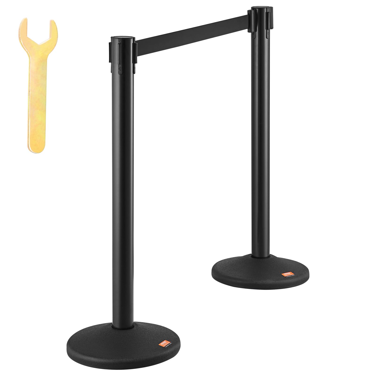VEVOR Poste Guía 8 Piezas 93 cm Barrera de Marcado para Control de Multitudes con Cinturón Retráctil 200 cm para Separación de Cola de Demarcación en Escuelas Públicas Teatro Hotel Exposición, Negro