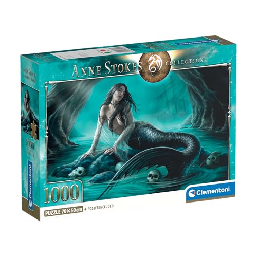Clementoni - Puzzle pour Adultes 1000 Pièces, Anne Stokes -Siren'S Lament - Compact Box, Fabriqué en Italie, 37053