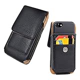 AISCELL Vertical Black Leather Pouch Credit Card Wallet Swivel Belt Clip Holster Pouch Case Work with KEYone, Key2, Priv V