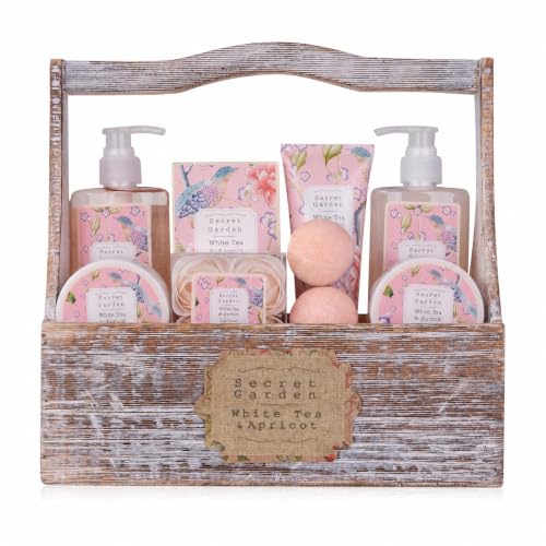 Accentra Geschenkset SECRET GARDEN Holzkorb fĂĽr Frauen White Tea & Apricot