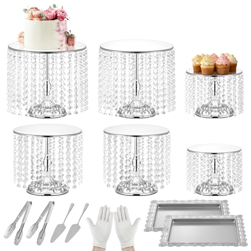 LEIFEOSH 12 Pieces Silver Cake Stand Set, Vintage Cake Display