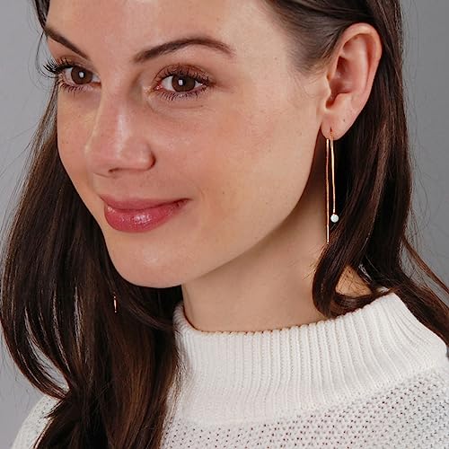 Created Opal Earrings For Women - Dangly Earrings For Woman, White Opal Gold Long Earrings, Double Earrings For Two Holes, Gold Opal Drop Earrings, 14K Gold Plated Gold Threader Earrings For Women #TOP1