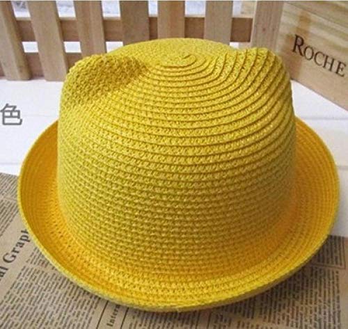 Geekcook Boné de proteção solar, chapéu infantil com orelha chapéu de palha - amarelo_tamanho único