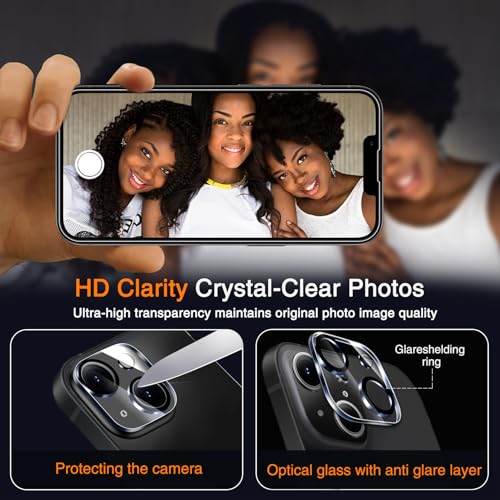 Image of Wiaocit 3 Pack Tempered Glass Screen Protector for iPhone 13 with 3 Pack Camera Lens Protector, 9H Hardness, Bubble Free, Case Friendly