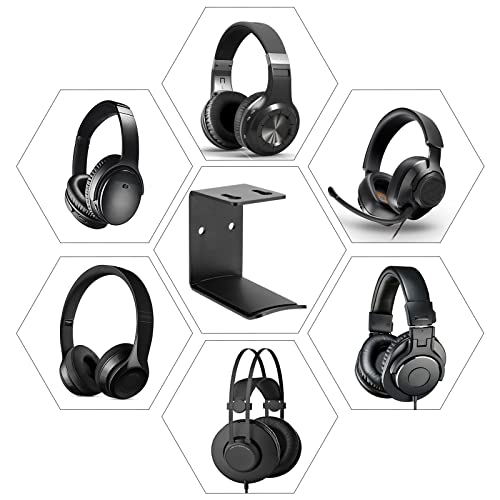 QIMEI-SHOP Kopfhörerhalter Aluminium Headset Halterung Silikon Ohrhörer Aufhänger zum Aufhängen Gaming-Kopfhörer Schwarz 6.5x3.5x5.5 cm