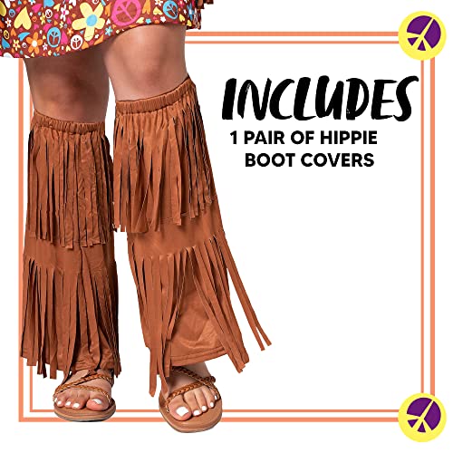 image for Spooktacular Creations Women's Hippie Fringe Boot Covers, Brown Women 