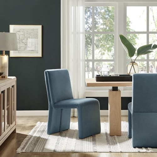 Modway Emory Upholstered Dining Side Chair in Cadet Blue - Single Armless Slipper Chair - Padded Performance Velvet Accent for Dining Room, Kitchen by Modway - Used condition - Image 4