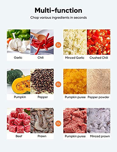 Oplaadbare hakmolen keuken elektrisch, 250 ml compacte multi-shredder (60 watt) keukenmachine mixer knoflookversnipperaar voor groenten, babyvoeding Treblewind (groen) - Image 4