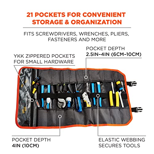 Ergodyne Arsenal 5871 Tool Roll-Up Pouch, 21-Pockets, Polyester, Black #TOP2