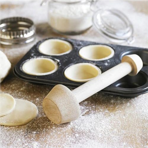 image for KOOTIPS Wooden Tart Tamper, Double Side Pie Pastry Dough Tamper, Egg T