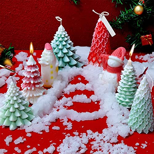 Idotodo 7Pcs 3D Christmas Candle Mold, Candle Silicone Mold Christmas Tree, Santa Claus, Christmas Hat, Snowman With Broom, Diy Candle Plaster Soap Craft Making Tool #TOP5