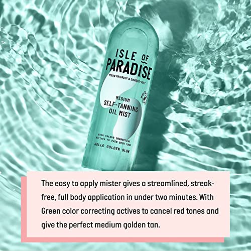 Isle of Paradise Self Tanning Oil Mist - Color Correcting Self Tan Spray, Vegan, Cruelty Free, 6.76