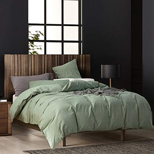 Ecocott Green Duvet Cover Queen Size, 3 Piece 100% Washed Cotton 1 Duvet Cover With Zipper And 2 Pillowcases, Ultra Soft And Easy Care Breathable Cozy Bedding Set(Sage Green, Queen) #TOP1