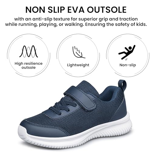 ZCQGQD Kids Shoes Boys Girls Sneakers Non Slip Running Tennis Shoes for Kids Lightweight Sports Athletic Navy Blue Big Kid Size 2